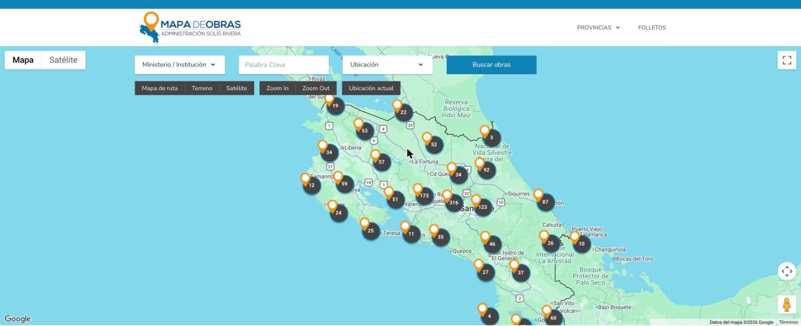 Mapa de Obras de la Administración Solís Rivera, mapa.administracionsolisrivera.cr