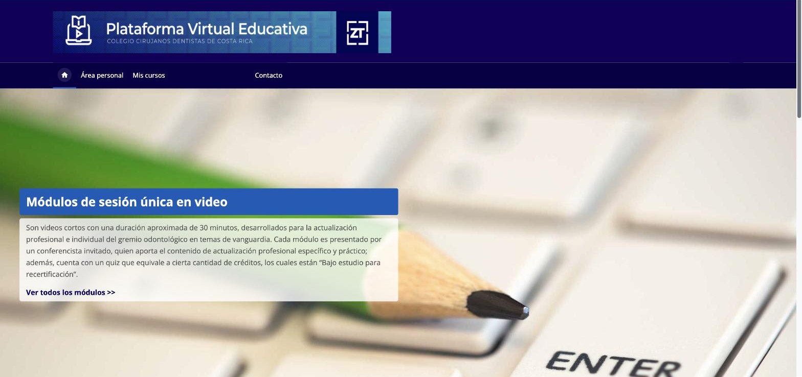 Plataforma Virtual Educativa del Colegio de Cirujanos Dentistas de Costa Rica
