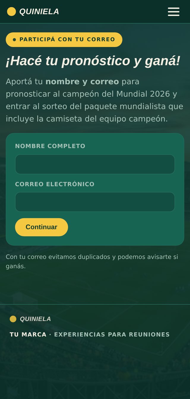Pantalla de ingreso con nombre y correo