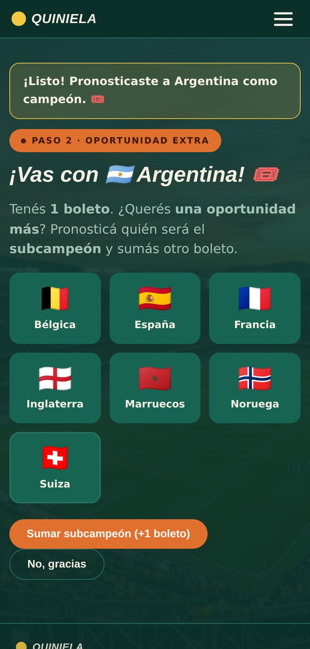 Oportunidad extra: subcampeón