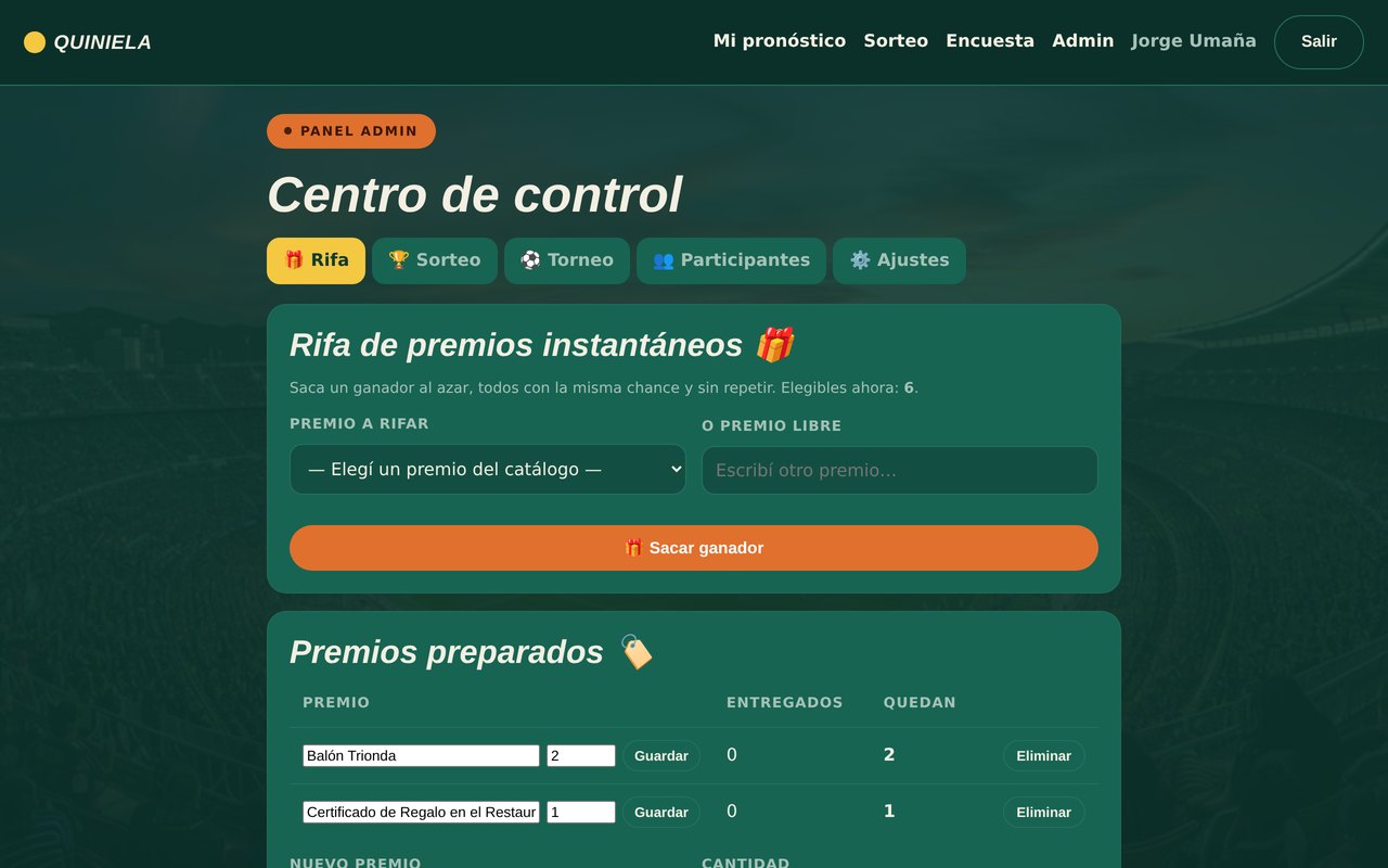Panel del anfitrión: rifa, sorteo, torneo, participantes y ajustes